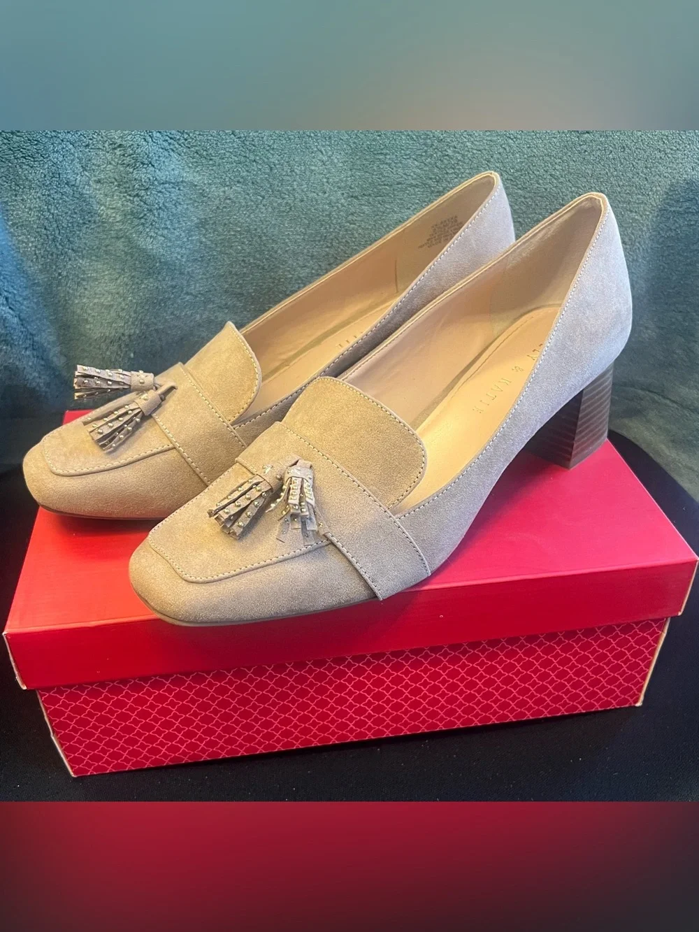 Kelly & Katie Taupe Suede Tassel Loafers